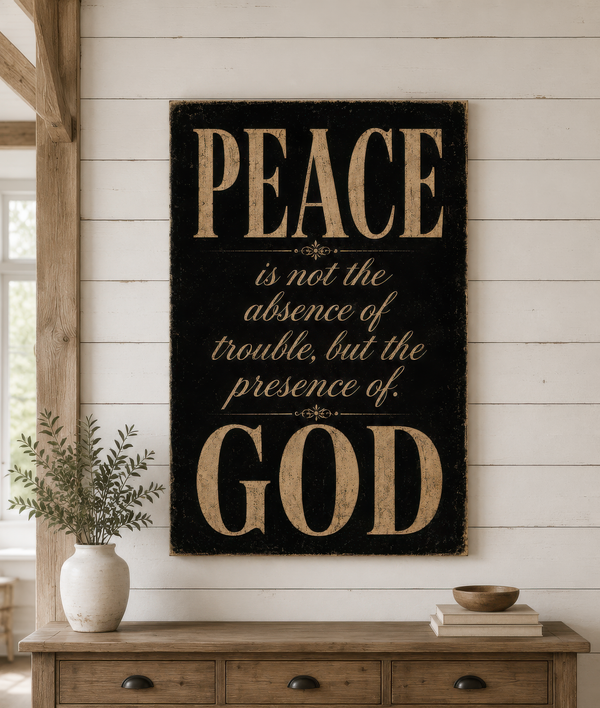 Peace Through God - Rustic Faith Canvas wall art 